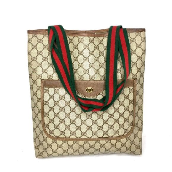 GUCCI AUTHENTIC BROWN MONOGRAM COATED CANVAS TOTE BAG - Picture 3 of 12